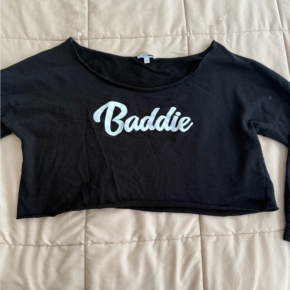 Fashion Nova Black Fleece Top